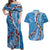 Fiji Tagimaucia Floral Couples Matching Off Shoulder Maxi Dress and Hawaiian Shirt Tapa Pattern