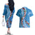 Fiji Tagimaucia Floral Couples Matching Off The Shoulder Long Sleeve Dress and Hawaiian Shirt Tapa Pattern