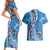 Fiji Tagimaucia Floral Couples Matching Short Sleeve Bodycon Dress and Hawaiian Shirt Tapa Pattern