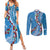 Fiji Tagimaucia Floral Couples Matching Summer Maxi Dress and Long Sleeve Button Shirt Tapa Pattern