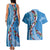 Fiji Tagimaucia Floral Couples Matching Tank Maxi Dress and Hawaiian Shirt Tapa Pattern