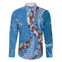 Fiji Tagimaucia Floral Family Matching Mermaid Dress and Hawaiian Shirt Tapa Pattern