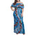 Fiji Tagimaucia Floral Family Matching Off Shoulder Maxi Dress and Hawaiian Shirt Tapa Pattern