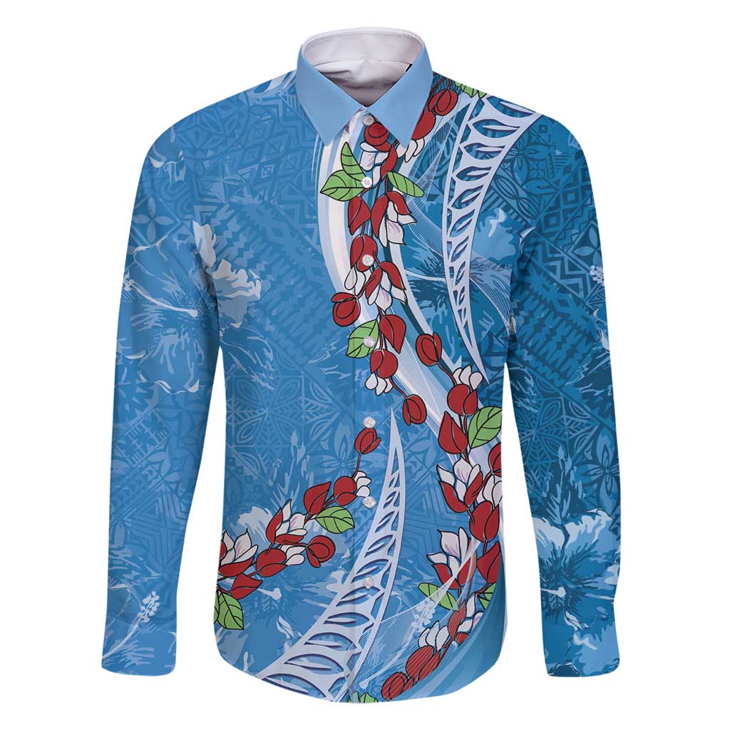 Fiji Tagimaucia Floral Family Matching Tank Maxi Dress and Hawaiian Shirt Tapa Pattern