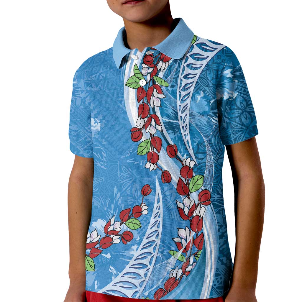 Fiji Tagimaucia Floral Kid Polo Shirt Tapa Pattern