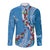 Fiji Tagimaucia Floral Long Sleeve Button Shirt Tapa Pattern