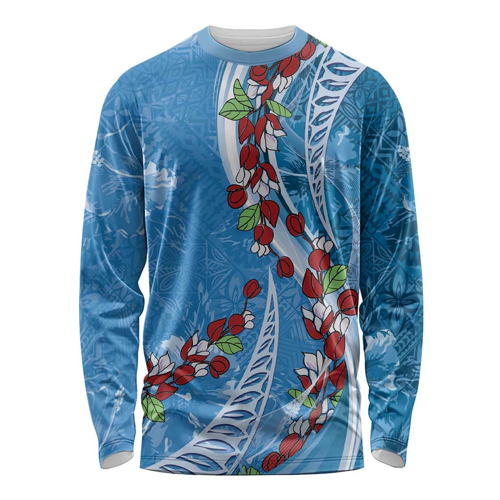 Fiji Tagimaucia Floral Long Sleeve Shirt Tapa Pattern