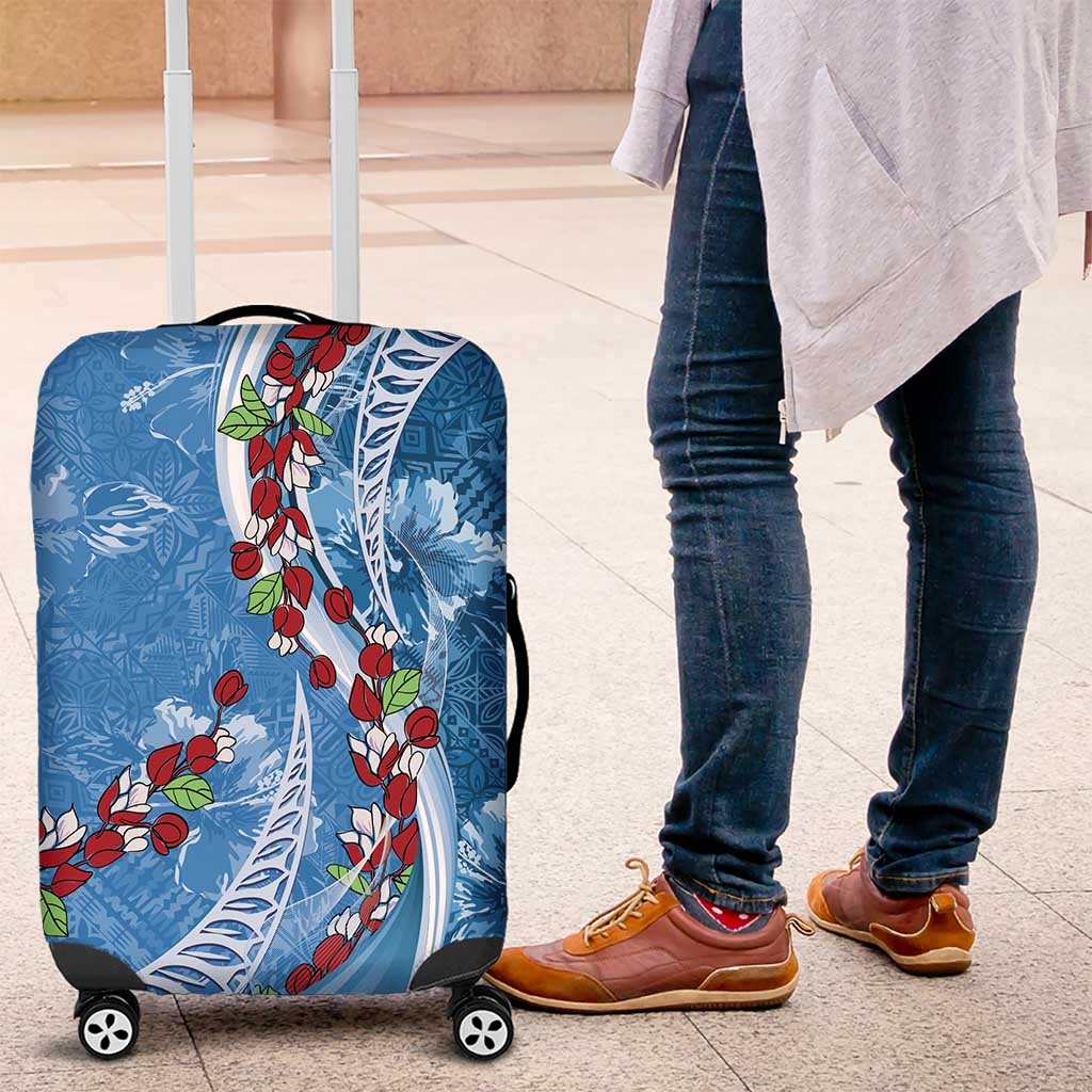 Fiji Tagimaucia Floral Luggage Cover Tapa Pattern