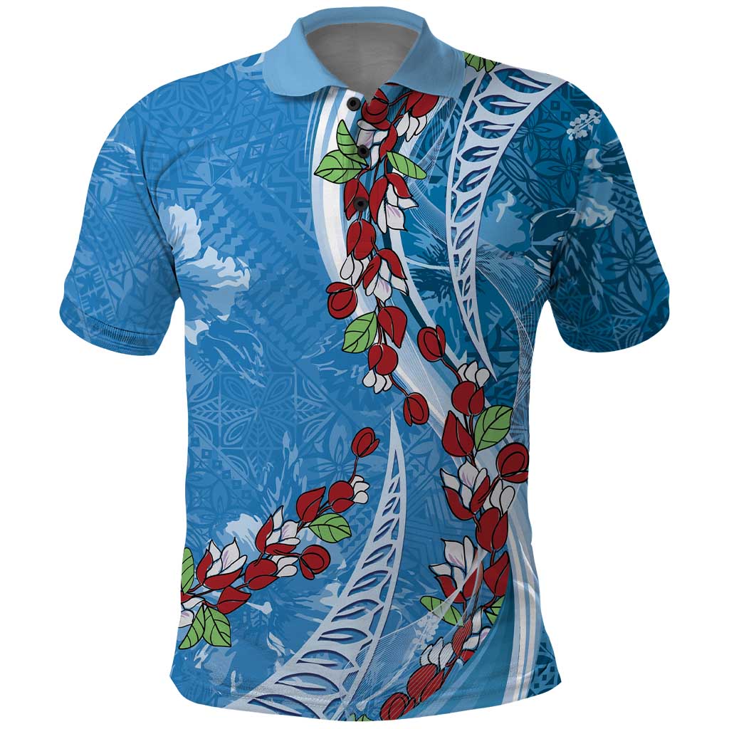 Fiji Tagimaucia Floral Polo Shirt Tapa Pattern