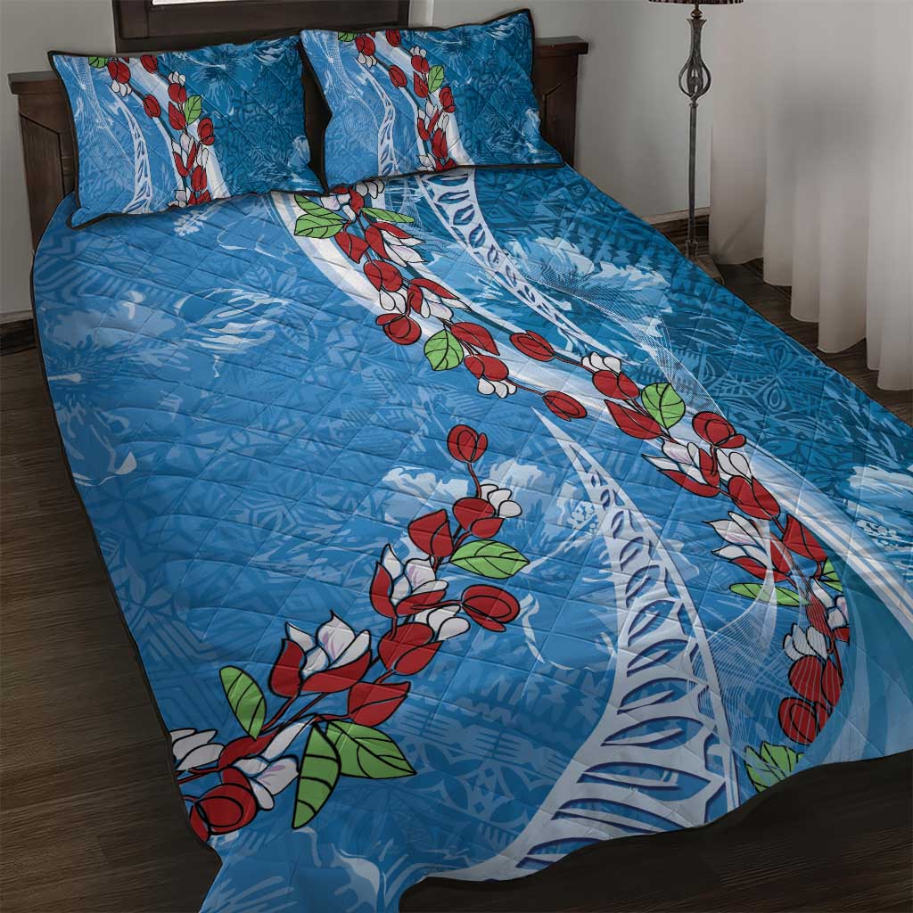 Fiji Tagimaucia Floral Quilt Bed Set Tapa Pattern