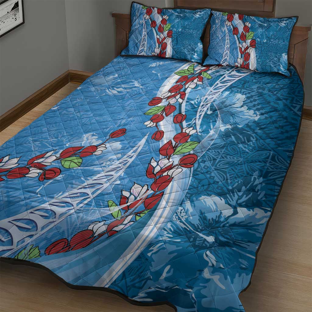 Fiji Tagimaucia Floral Quilt Bed Set Tapa Pattern