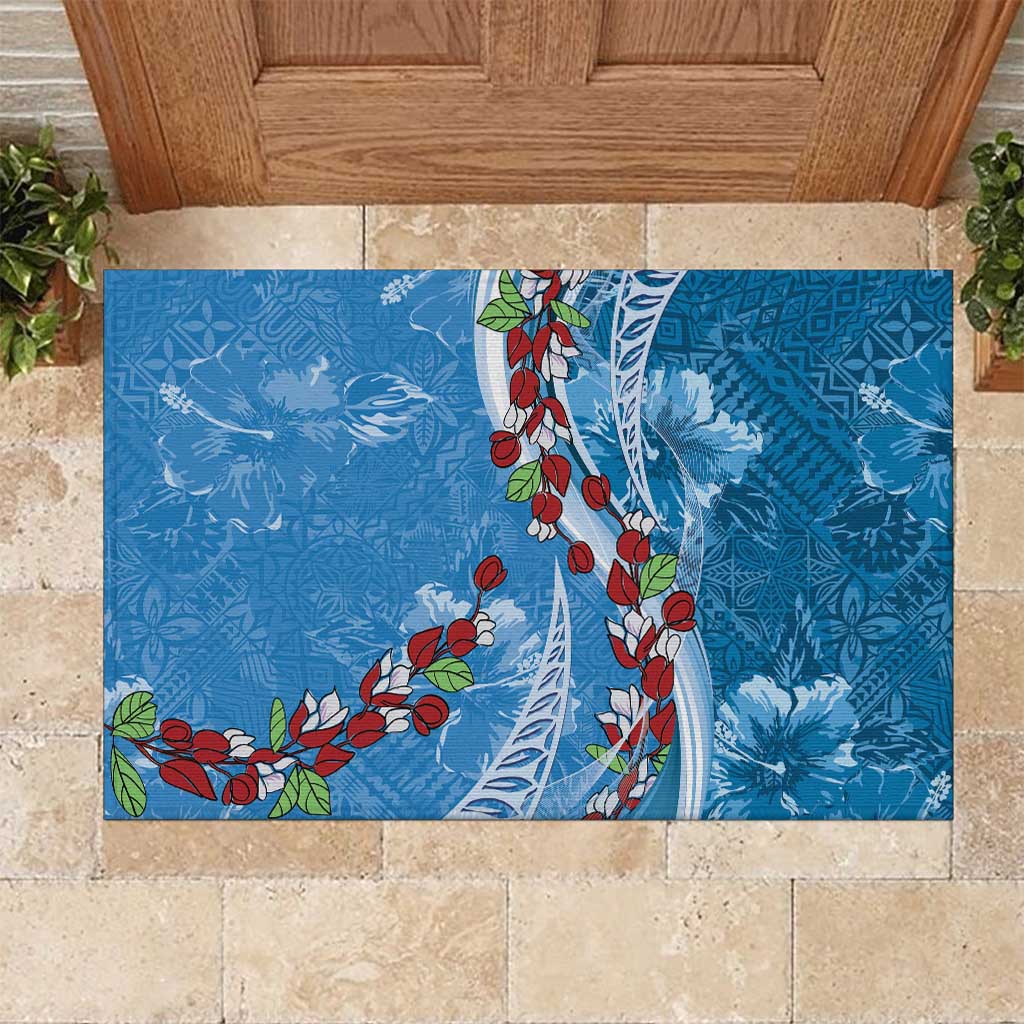 Fiji Tagimaucia Floral Rubber Doormat Tapa Pattern