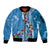 Fiji Tagimaucia Floral Sleeve Zip Bomber Jacket Tapa Pattern