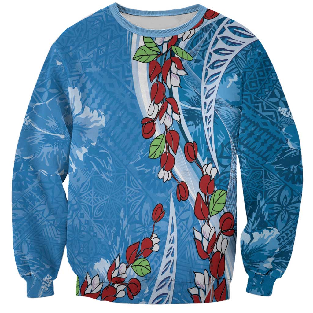 Fiji Tagimaucia Floral Sweatshirt Tapa Pattern