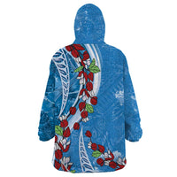 Fiji Tagimaucia Floral Wearable Blanket Hoodie Tapa Pattern