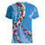 Fiji Tagimaucia Floral Women V-Neck T-Shirt Tapa Pattern