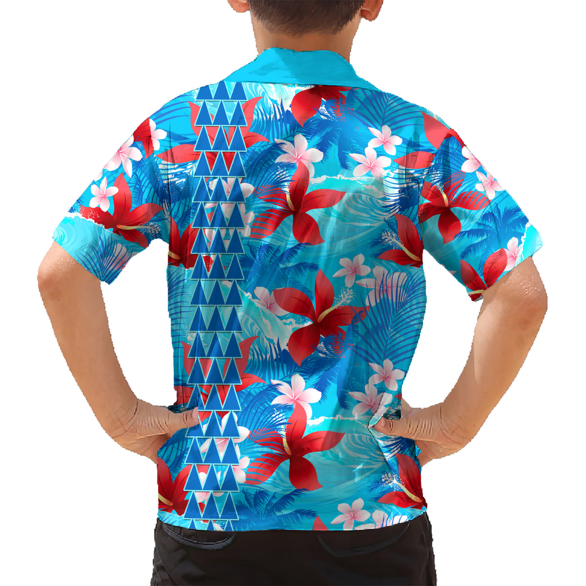 Hawaii Christmas Kid Hawaiian Shirt Santa Claus Surfing Kakau Tropical Style LT01 - Polynesian Pride