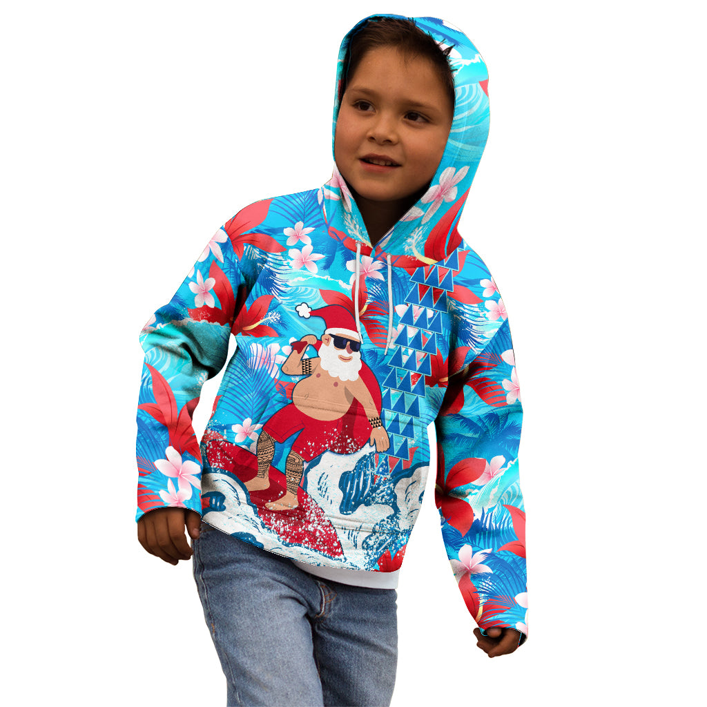 Hawaii Christmas Kid Hoodie Santa Claus Surfing Kakau Tropical Style LT01 - Polynesian Pride