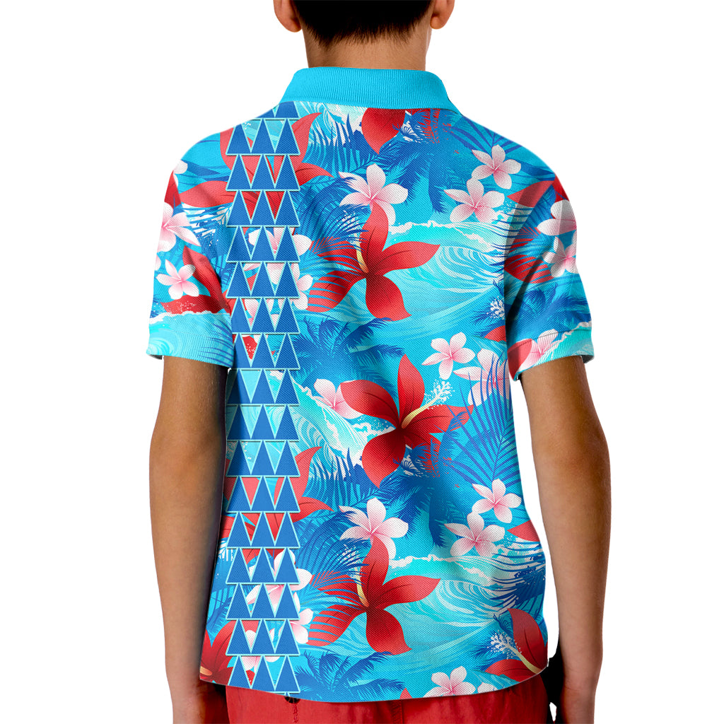Hawaii Christmas Kid Polo Shirt Santa Claus Surfing Kakau Tropical Style LT01 - Polynesian Pride