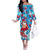 Hawaii Christmas Off The Shoulder Long Sleeve Dress Santa Claus Surfing Kakau Tropical Style LT01 Women Blue - Polynesian Pride