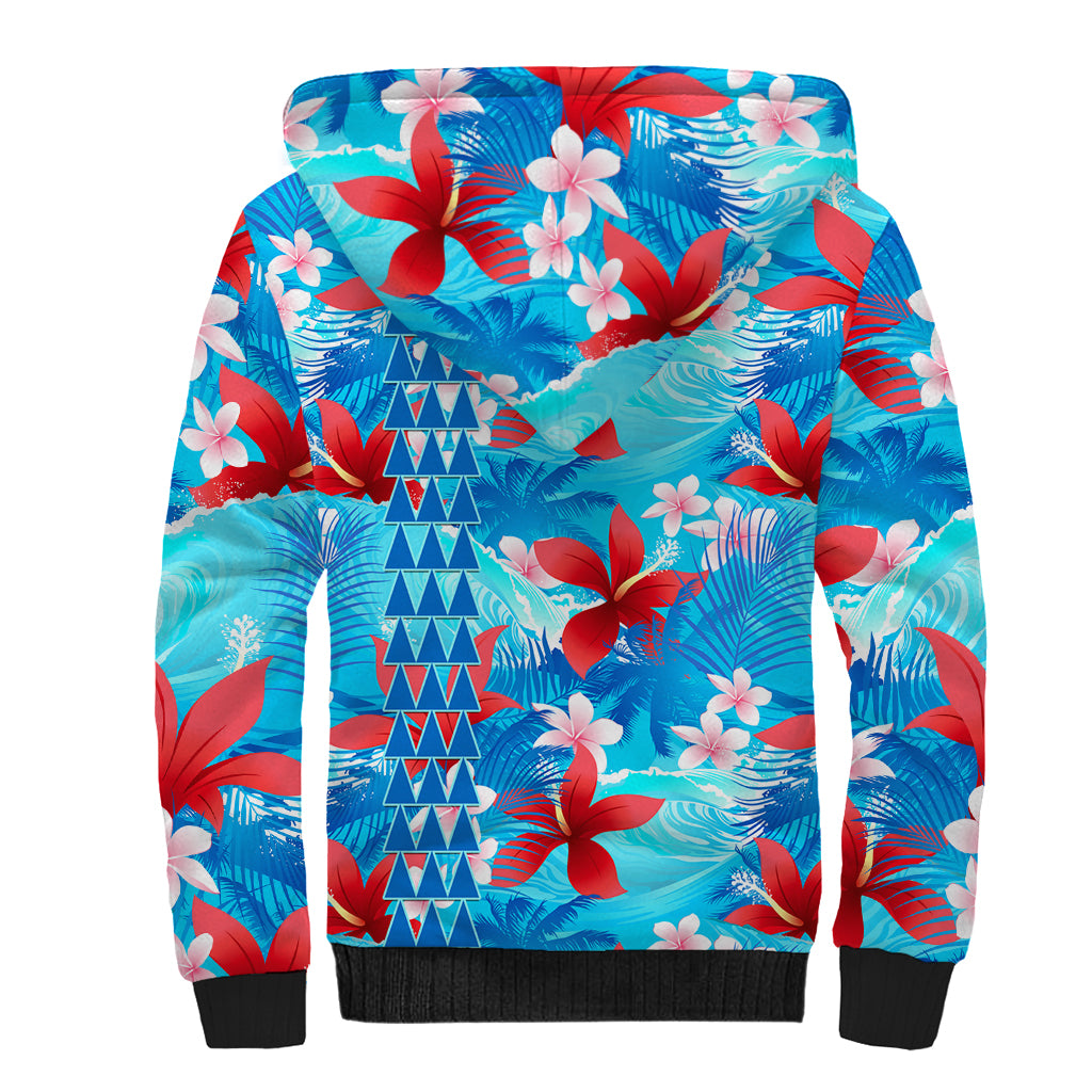 Hawaii Christmas Sherpa Hoodie Santa Claus Surfing Kakau Tropical Style LT01 - Polynesian Pride