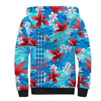 Hawaii Christmas Sherpa Hoodie Santa Claus Surfing Kakau Tropical Style LT01 - Polynesian Pride