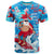 Hawaii Christmas T Shirt Santa Claus Surfing Kakau Tropical Style LT01 Blue - Polynesian Pride