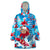 Hawaii Christmas Wearable Blanket Hoodie Santa Claus Surfing Kakau Tropical Style LT01 One Size Blue - Polynesian Pride