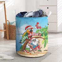 Hawaii Santa Parrot Christmas Laundry Basket Summer Vibe - Polynesian Pride