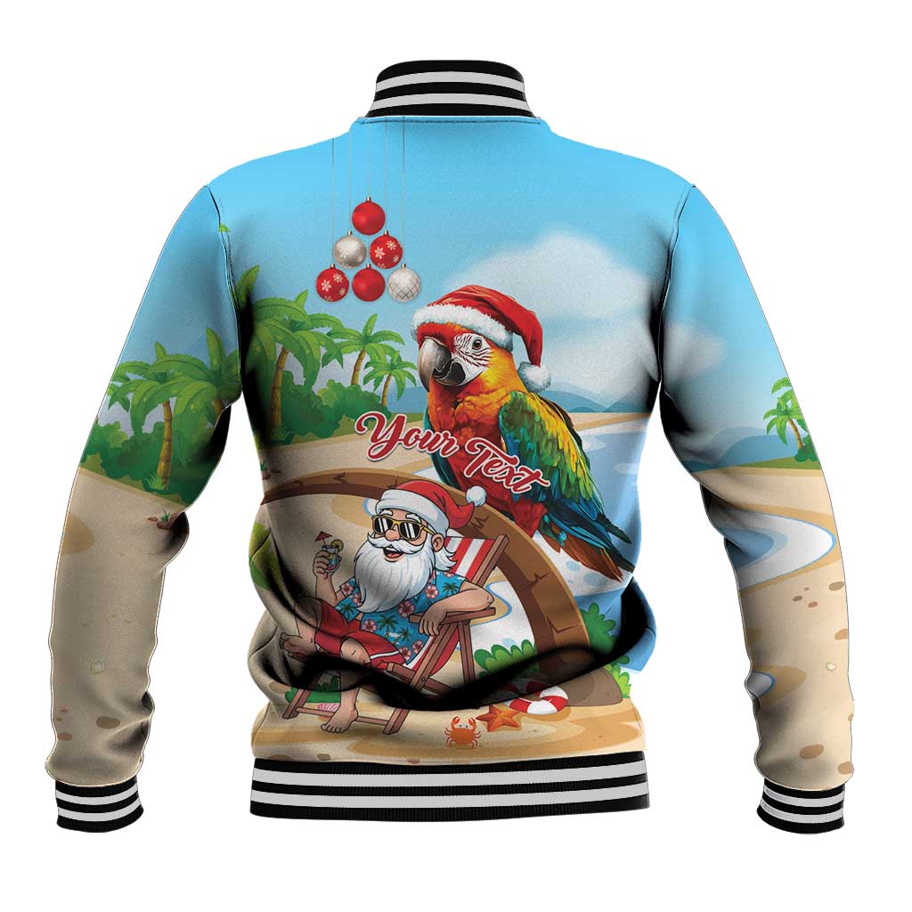Personalized Hawaii Santa Parrot Christmas Baseball Jacket Summer Vibe - Polynesian Pride