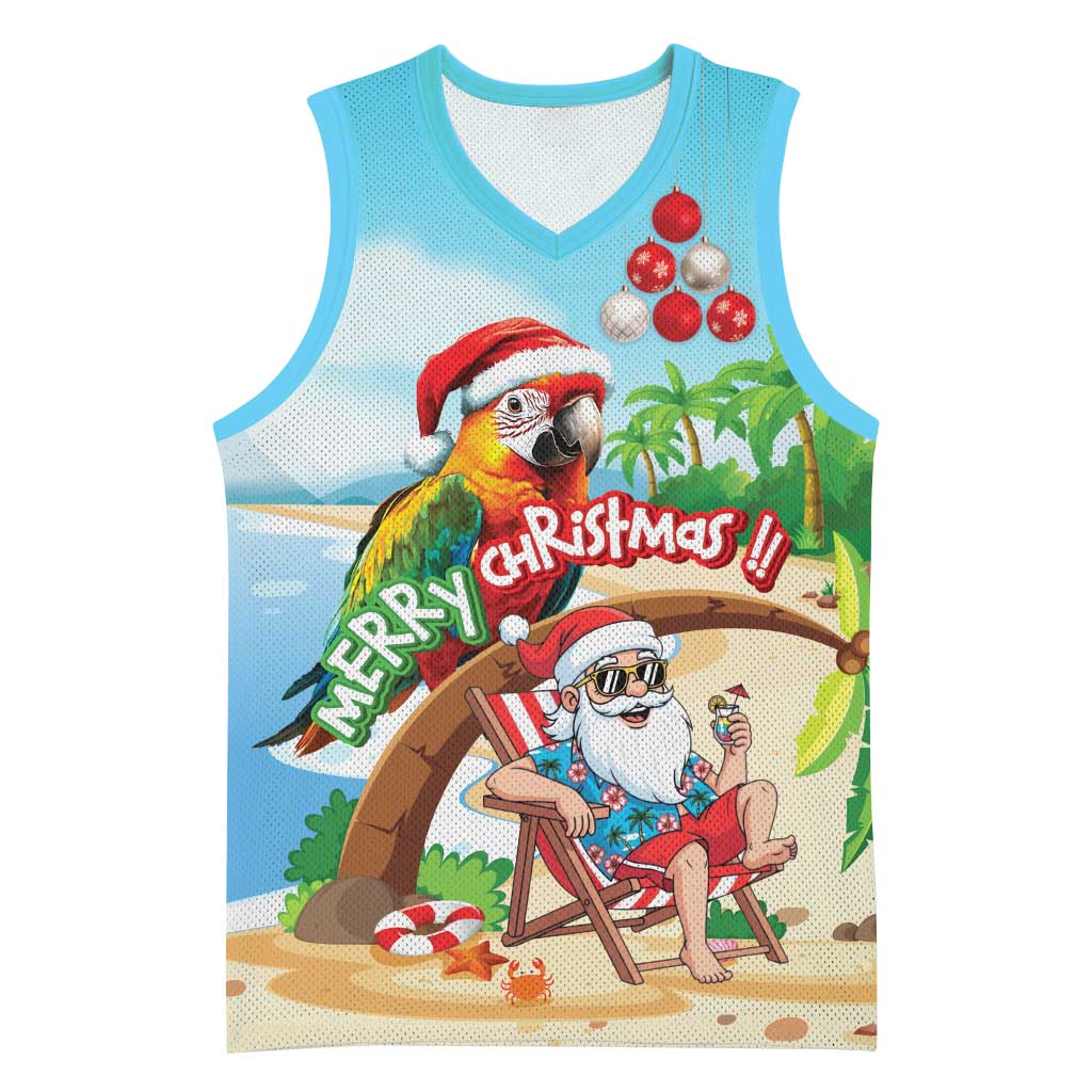 Personalized Hawaii Santa Parrot Christmas Basketball Jersey Summer Vibe - Polynesian Pride