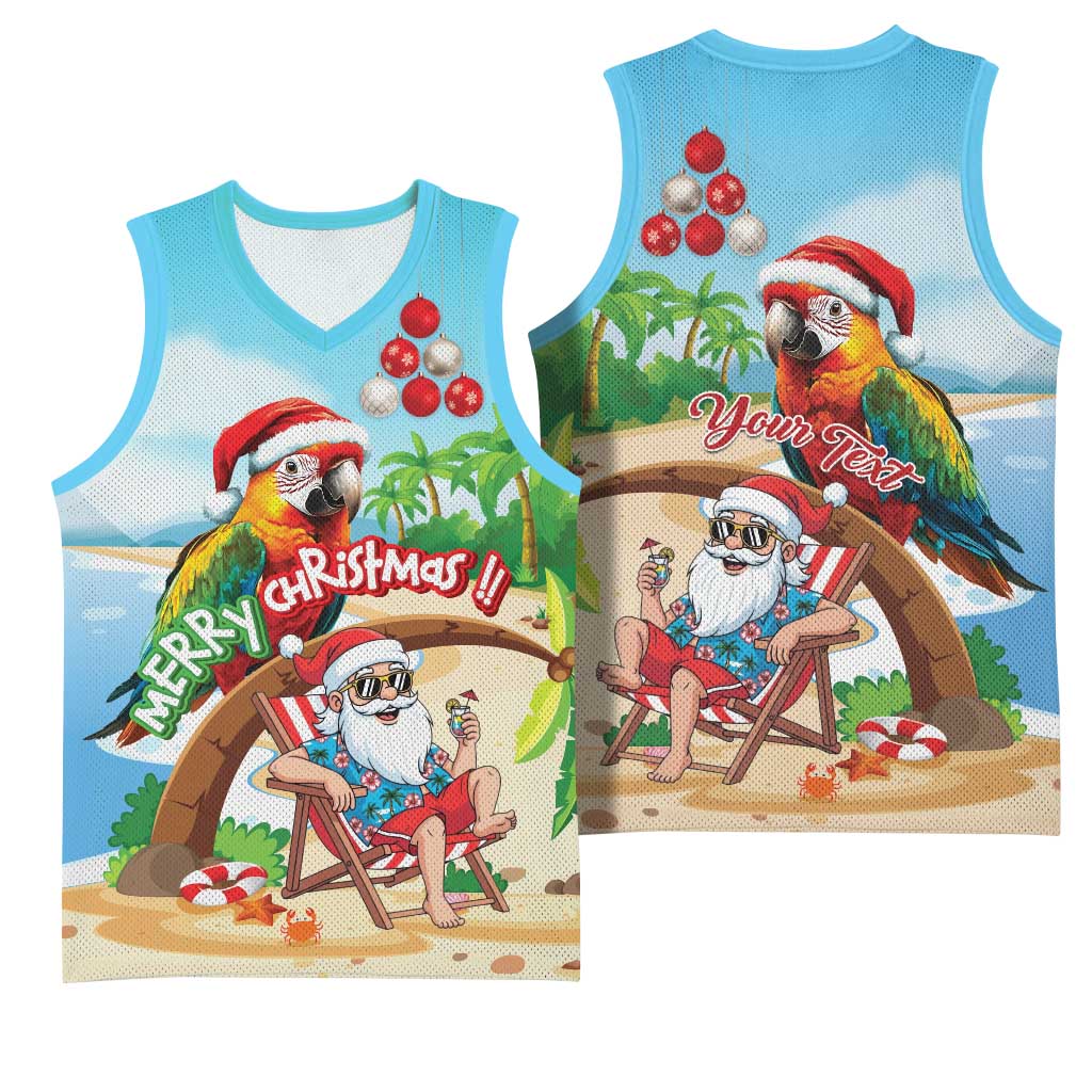 Personalized Hawaii Santa Parrot Christmas Basketball Jersey Summer Vibe - Polynesian Pride