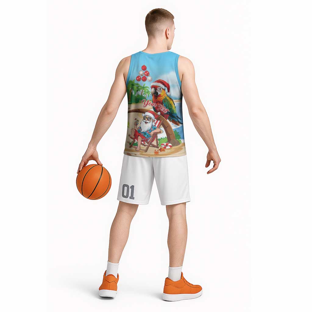 Personalized Hawaii Santa Parrot Christmas Basketball Jersey Summer Vibe - Polynesian Pride