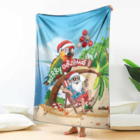 Hawaii Santa Parrot Christmas Blanket Summer Vibe - Polynesian Pride