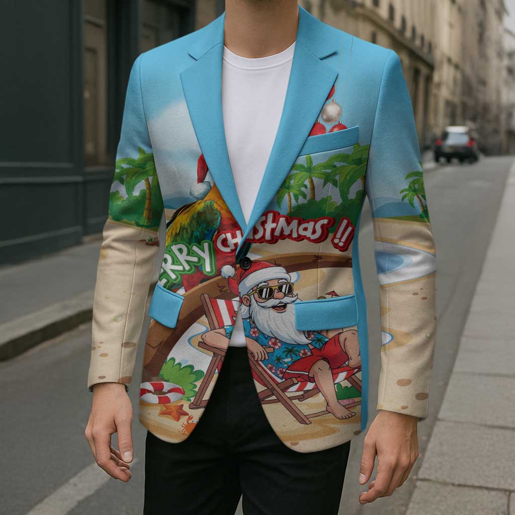 Personalized Hawaii Santa Parrot Christmas Blazer Summer Vibe - Polynesian Pride