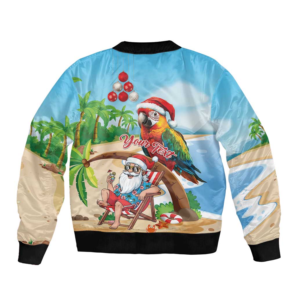 Personalized Hawaii Santa Parrot Christmas Bomber Jacket Summer Vibe - Polynesian Pride