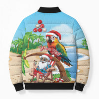 Personalized Hawaii Santa Parrot Christmas Bomber Puffer Jacket Summer Vibe - Polynesian Pride