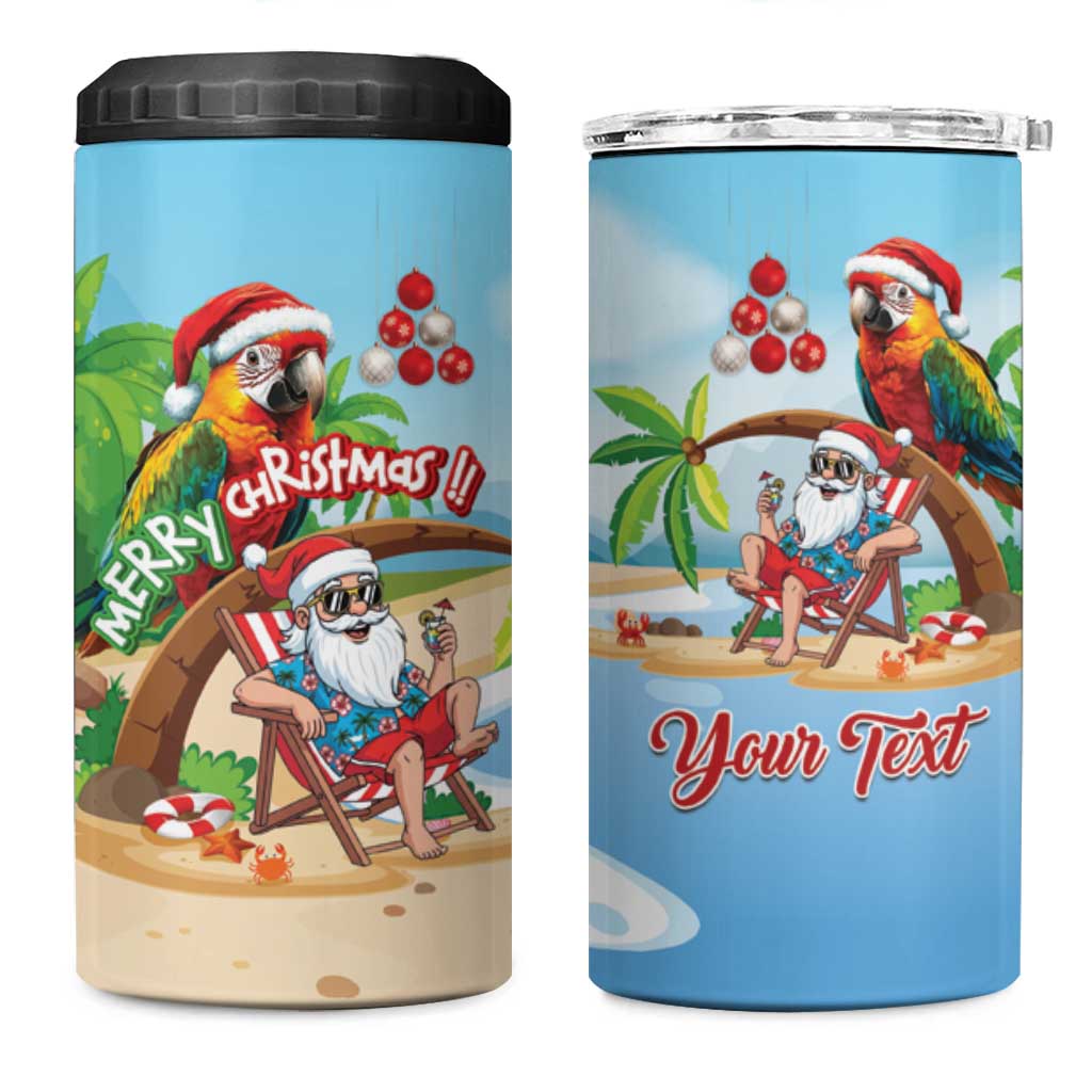 Personalized Hawaii Santa Parrot Christmas 4 in 1 Can Cooler Tumbler Summer Vibe - Polynesian Pride
