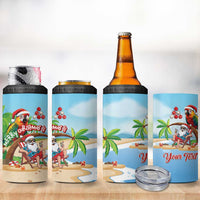 Personalized Hawaii Santa Parrot Christmas 4 in 1 Can Cooler Tumbler Summer Vibe - Polynesian Pride
