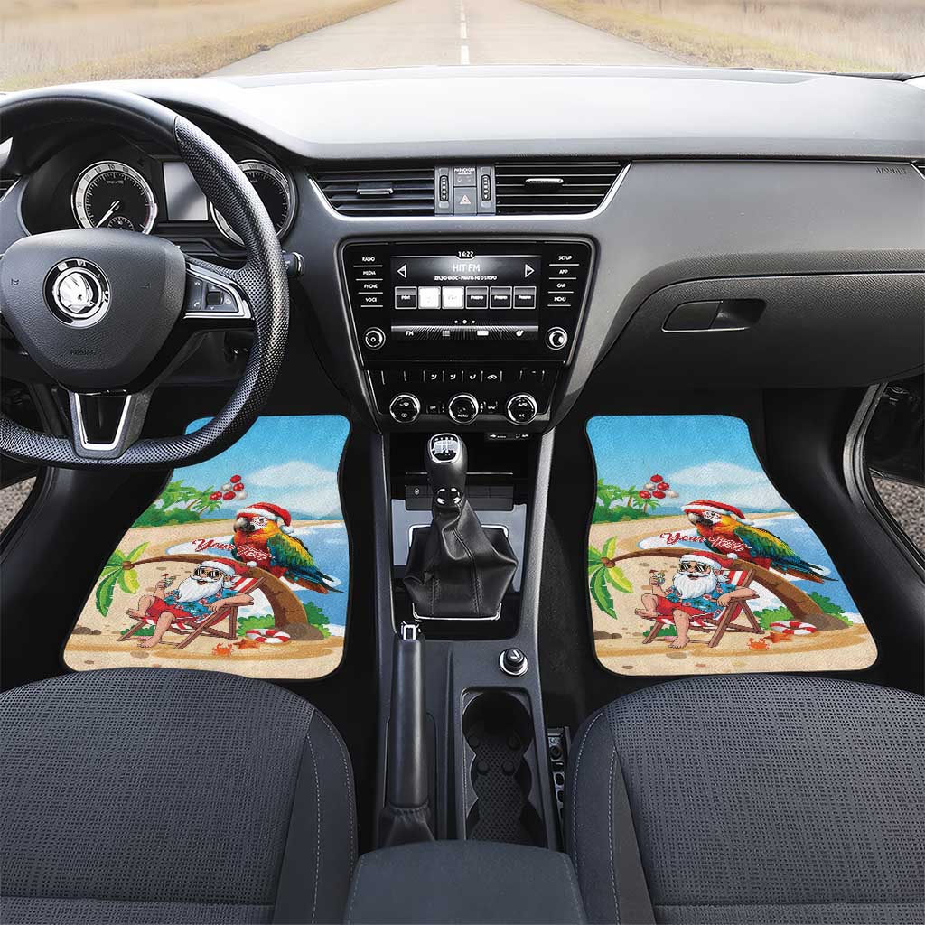 Personalized Hawaii Santa Parrot Christmas Car Mats Summer Vibe - Polynesian Pride