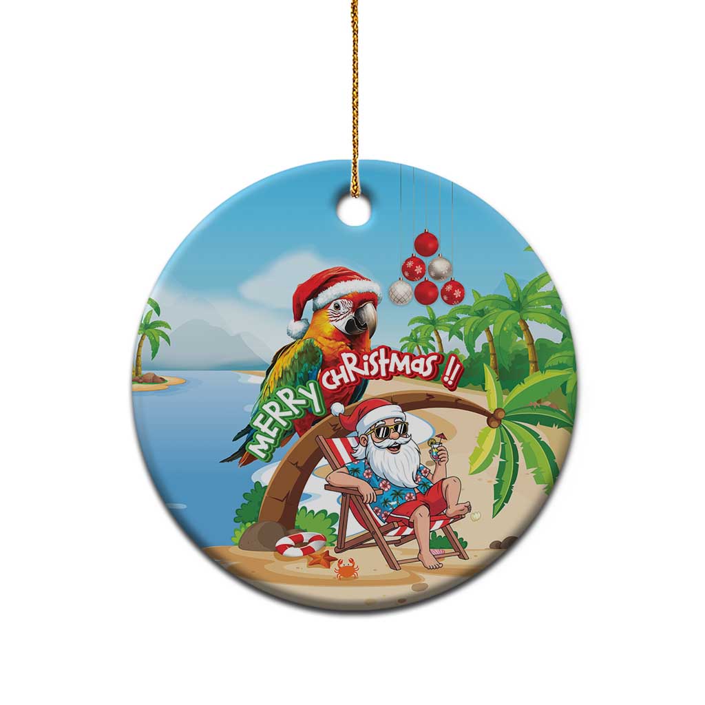 Hawaii Santa Parrot Christmas Ceramic Ornament Summer Vibe - Polynesian Pride