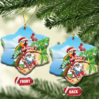Hawaii Santa Parrot Christmas Ceramic Ornament Summer Vibe - Polynesian Pride