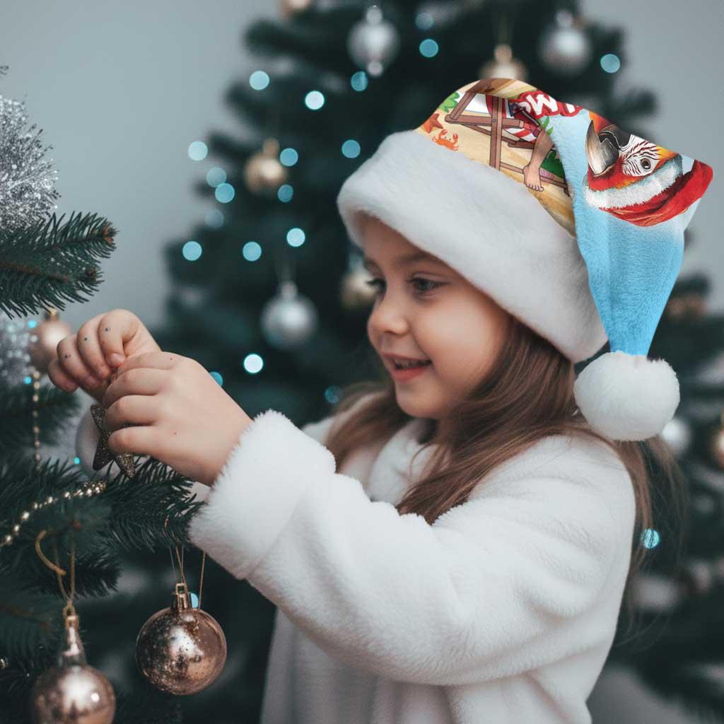 Hawaii Santa Parrot Christmas Santa Hat Summer Vibe - Polynesian Pride