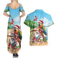 Personalized Hawaii Santa Parrot Christmas Couples Matching Summer Maxi Dress and Hawaiian Shirt Summer Vibe - Polynesian Pride