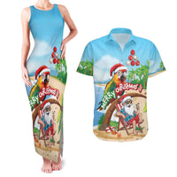 Personalized Hawaii Santa Parrot Christmas Couples Matching Tank Maxi Dress and Hawaiian Shirt Summer Vibe - Polynesian Pride