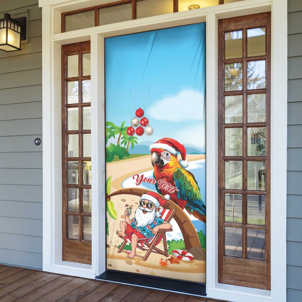 Personalized Hawaii Santa Parrot Christmas Door Cover Summer Vibe - Polynesian Pride