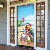 Personalized Hawaii Santa Parrot Christmas Door Cover Summer Vibe - Polynesian Pride