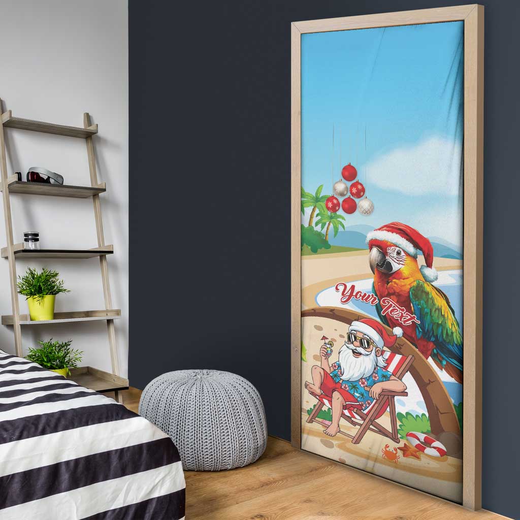 Personalized Hawaii Santa Parrot Christmas Door Cover Summer Vibe - Polynesian Pride