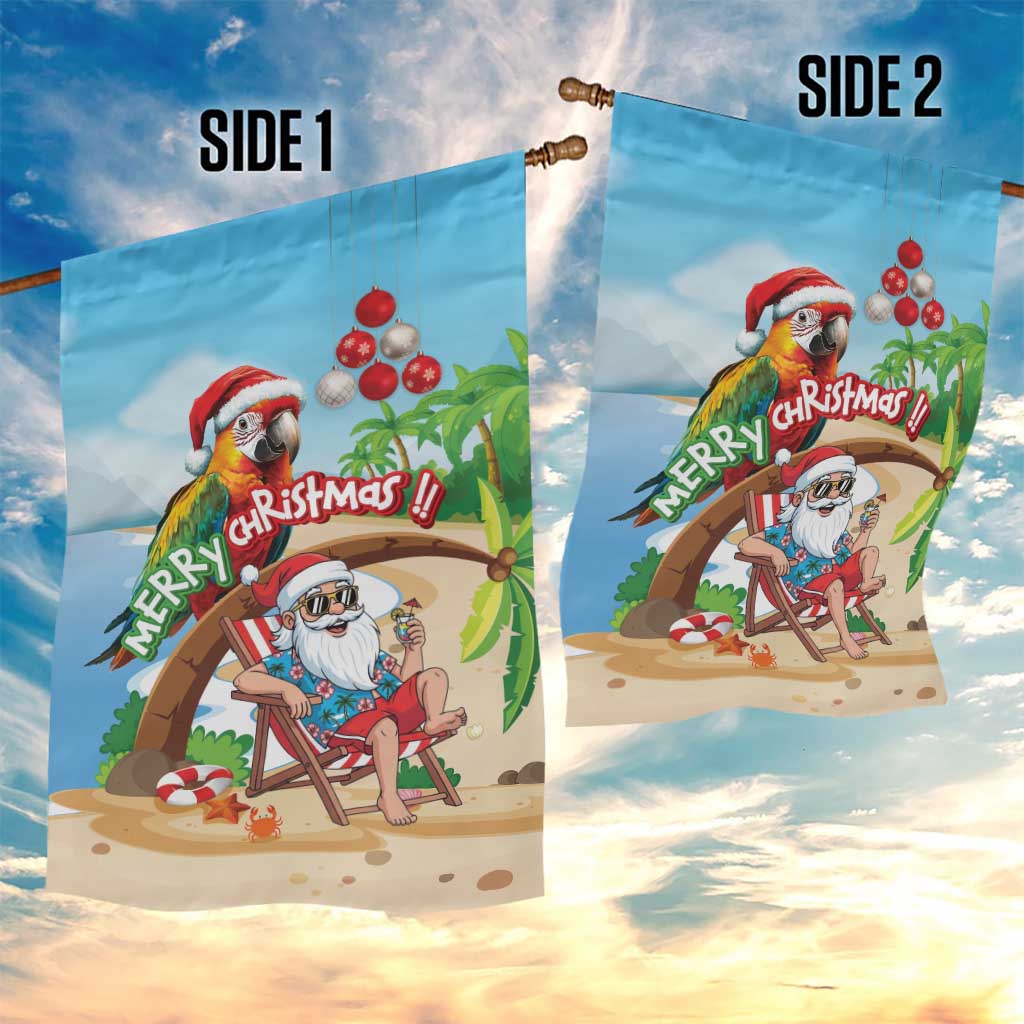 Hawaii Santa Parrot Christmas Garden Flag Summer Vibe - Polynesian Pride