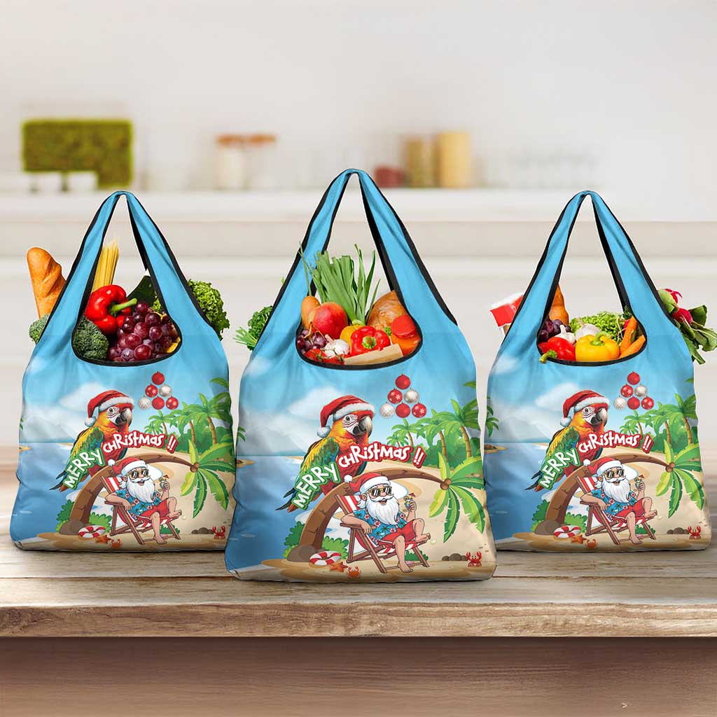 Hawaii Santa Parrot Christmas Grocery Bag Summer Vibe - Polynesian Pride